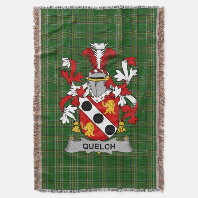 Irish Quelch Coat of Arms Familienwappen Irland Decke (Vorderseite Vertikal)