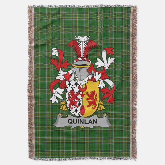 Irish Quinlan oder O_Quinlevan Coat of Arms Family Decke (Vorderseite Vertikal)