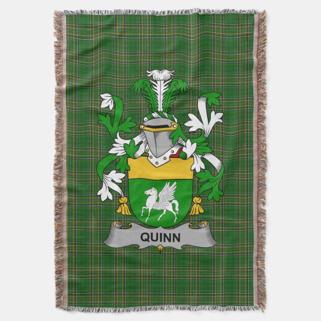 Irish Quinn oder O_Quin Coat of Arms Familienwappe Decke (Vorderseite Vertikal)