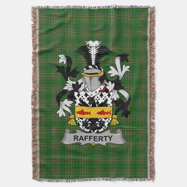 Irish Rafferty oder O_Rafferty Coat of Arms Family Decke (Vorderseite Vertikal)