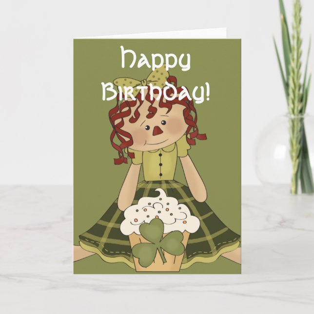 Irish RagDoll d1 Happy März Birthday Card Karte (Vorderseite)