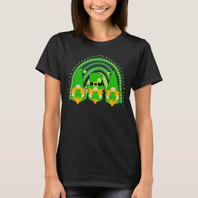 Irish Rainbow Gnome Happy St Patricks Day Funny Ga T-Shirt (Vorderseite)