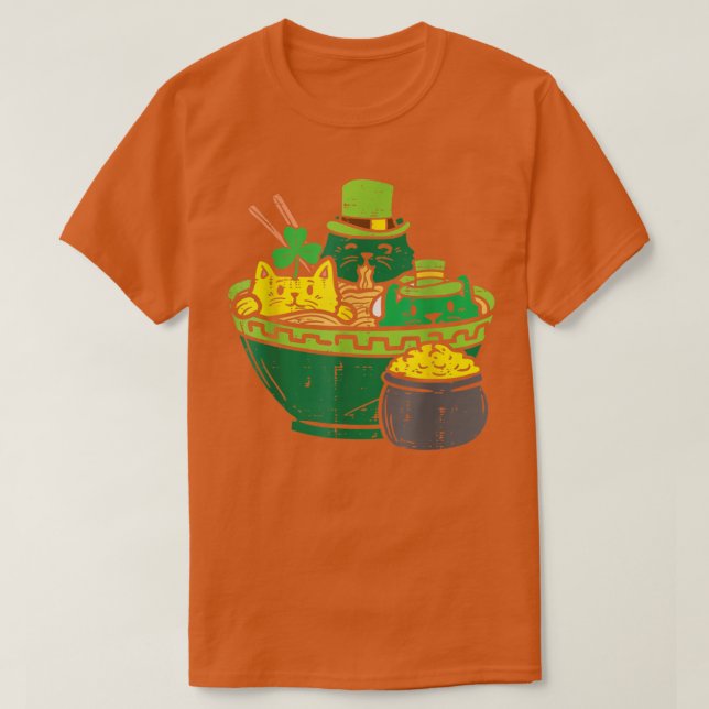 Irish Ramen Cats Niedlich Anime St Patricks Day Wo T-Shirt (Design vorne)