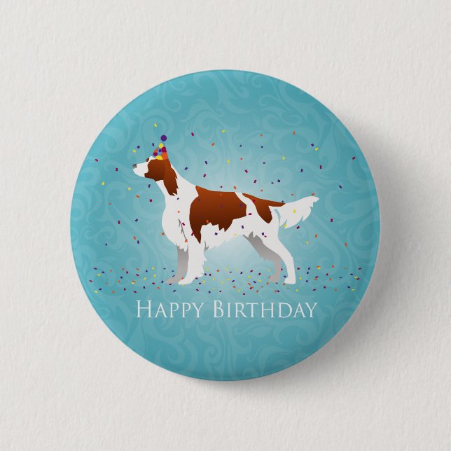 Irish Red and White Birthday Design Button (Vorderseite)