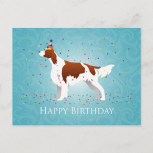 Irish Red and White Birthday Design Postkarte