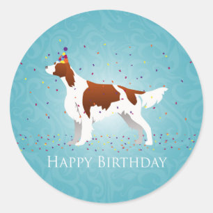 Irish Red and White Birthday Design Runder Aufkleber