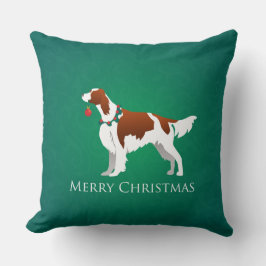 Irish Red and White Setter Frohe Weihnachten Kissen