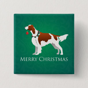 Irish Red and White Setter Frohe Weihnachtsgestalt Button