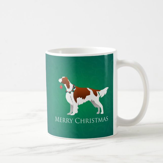Irish Red and White Setter Frohe Weihnachtsgestalt Tasse (Rechts)