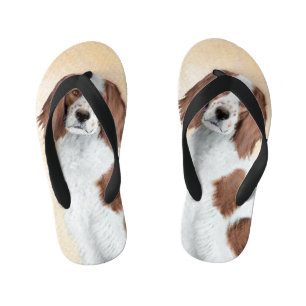 Irish Red and White Setter Malerei - Original Kuns Kinderbadesandalen