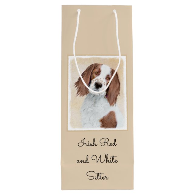 Irish Red and White Setter Painting - Original Art Geschenktüte Für Weinflaschen (Rückseite)