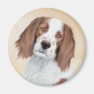 Irish Red and White Setter Painting - Original Art Magnet