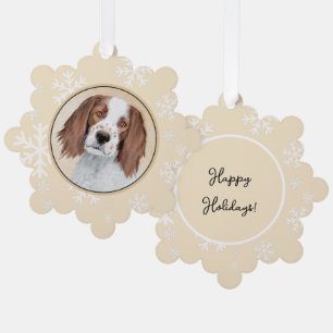 Irish Red and White Setter Painting - Original Art Ornament Karte