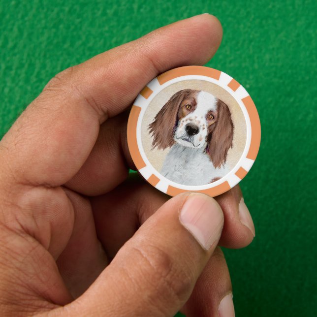 Irish Red and White Setter Painting - Original Art Pokerchips (Hand)