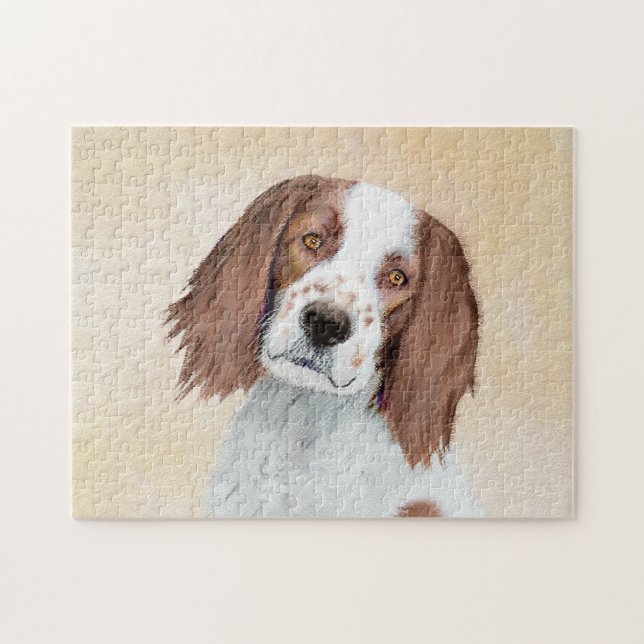 Irish Red and White Setter Painting - Original Art Puzzle (Horizontal)