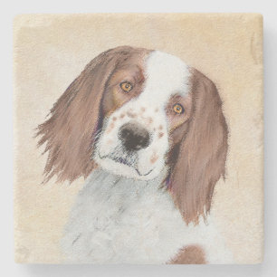 Irish Red and White Setter Painting - Original Art Steinuntersetzer