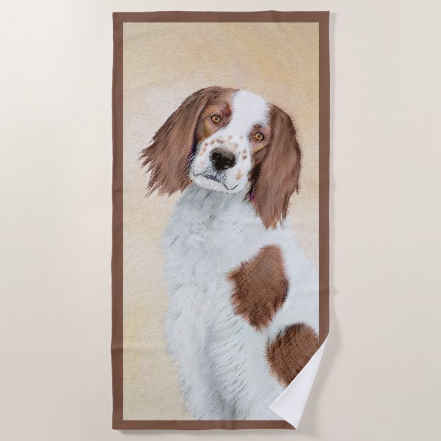 Irish Red and White Setter Painting - Original Art Strandtuch (Vorderseite)