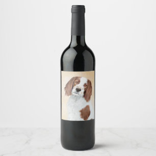 Irish Red and White Setter Painting - Original Art Weinetikett