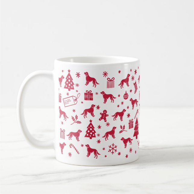 Irish Red and White Setter Weihnachtsdesign Kaffeetasse (Links)