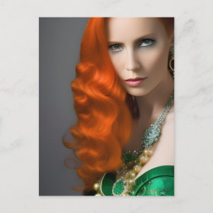 Irish Red Haired Goddess Postcard Postkarte