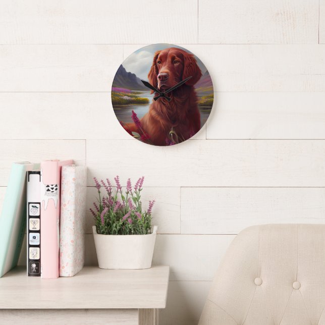 Irish Red on a Paddle: Ein Landschaftliches Abente Große Wanduhr (Lesesaal)