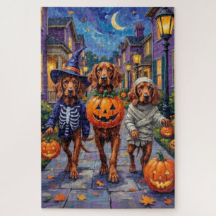 Irish Red Setter beim Halloween-Süßigkeiten-Sammel Puzzle