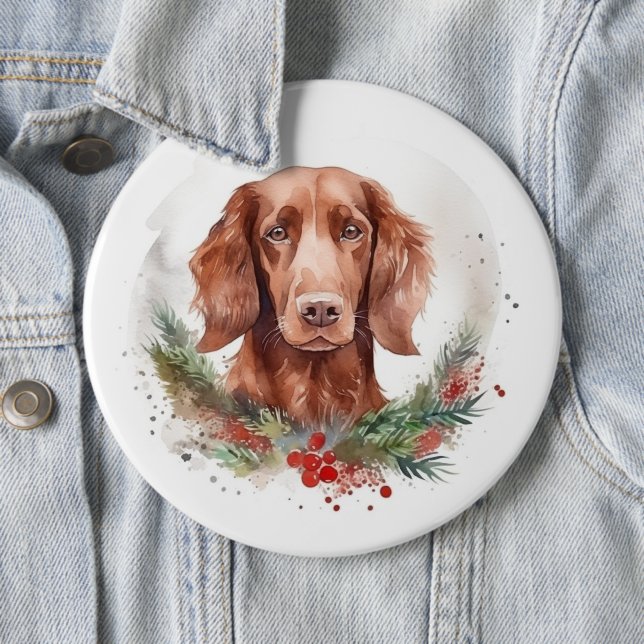 Irish Red Setter Christmas Wreath Festivals Button (Beispiel)