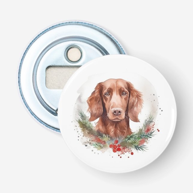 Irish Red Setter Christmas Wreath Festivals Flaschenöffner (Vorderseite)