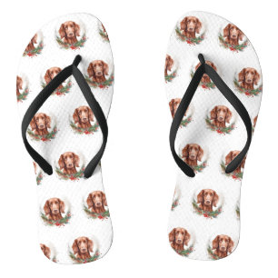 Irish Red Setter Christmas Wreath Festivals Flip Flops