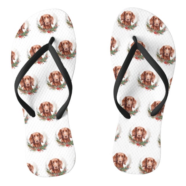 Irish Red Setter Christmas Wreath Festivals Flip Flops (Fußbett)