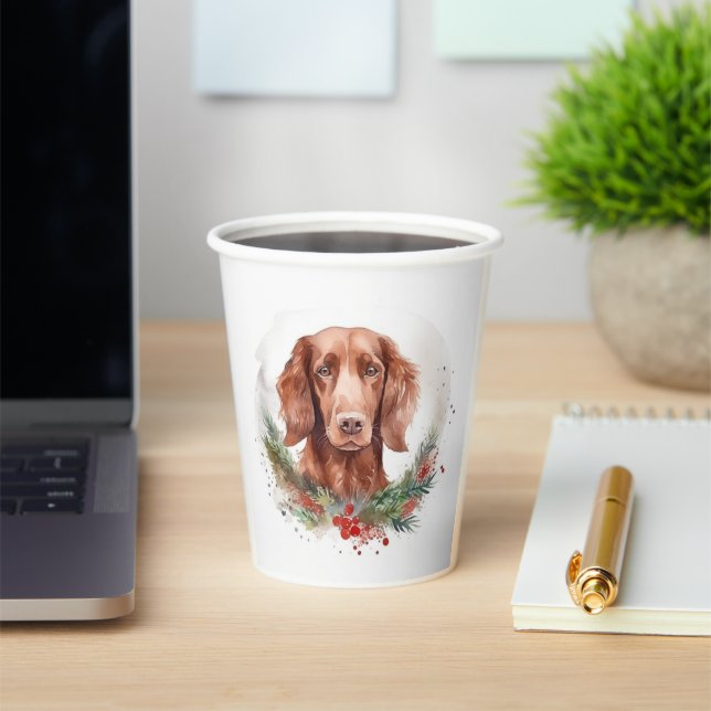 Irish Red Setter Christmas Wreath Festivals Pappbecher (InSitu)