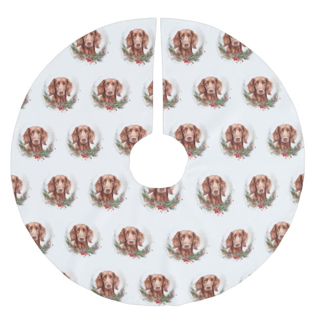 Irish Red Setter Christmas Wreath Festivals Polyester Weihnachtsbaumdecke (Vorderseite)