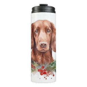 Irish Red Setter Christmas Wreath Festivals Thermosbecher