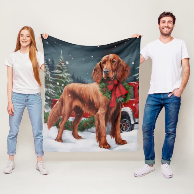 Irish Red Setter Dog in Schnee Weihnachten Fleecedecke (Beispiel)