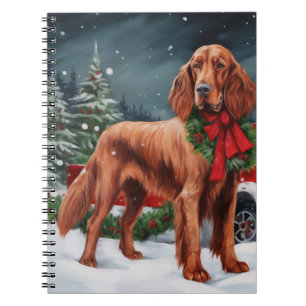 Irish Red Setter Dog in Schnee Weihnachten Notizblock