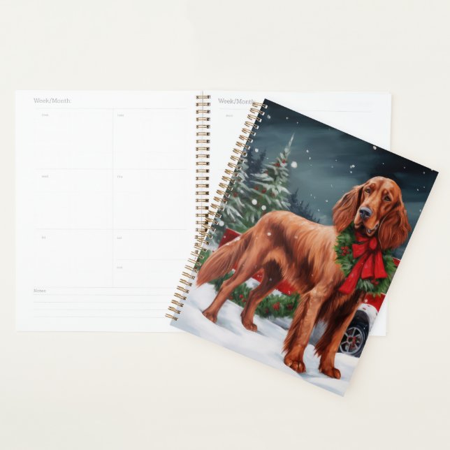 Irish Red Setter Dog in Schnee Weihnachten Planer (Anzeige)