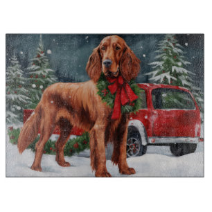 Irish Red Setter Dog in Schnee Weihnachten Schneidebrett