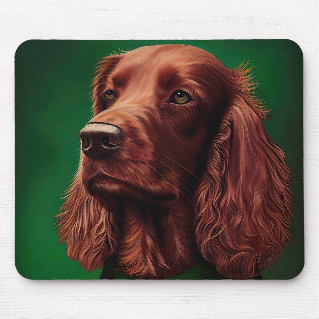 Irish Red Setter Dog in St. Patrick's Day Dress Mousepad (Vorne)