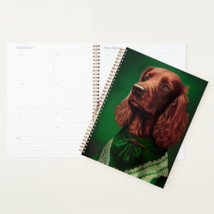 Irish Red Setter Dog in St. Patrick's Day Dress Planer