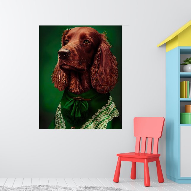 Irish Red Setter Dog in St. Patrick's Day Dress Poster (Kinderzimmer 1)