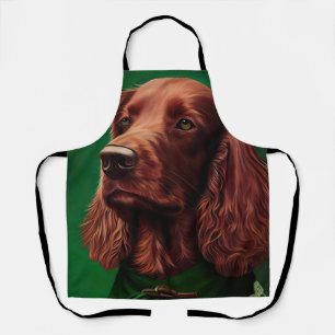Irish Red Setter Dog in St. Patrick's Day Dress Schürze