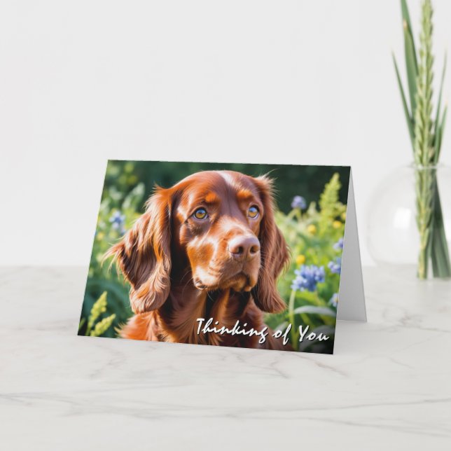 Irish Red Setter Dog Lover Denken Sie an Sie Karte (Vorderseite)