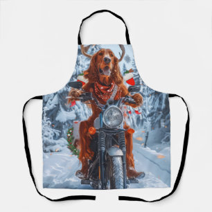 Irish Red Setter Dog Riding Motorrad Weihnachten Schürze