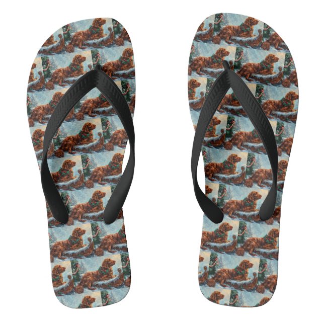 Irish Red Setter Dog Weihnachtsfest Flip Flops (Fußbett)