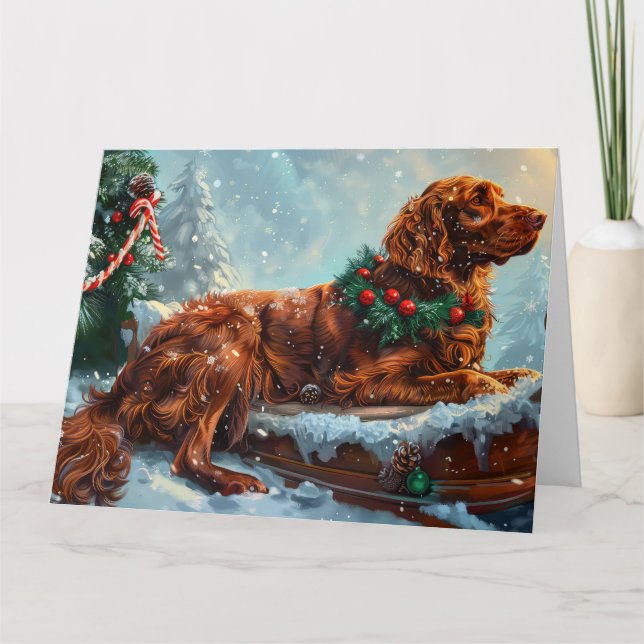 Irish Red Setter Dog Weihnachtsfest Karte (Vorderseite)