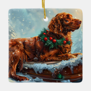 Irish Red Setter Dog Weihnachtsfest Keramikornament