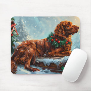 Irish Red Setter Dog Weihnachtsfest Mousepad