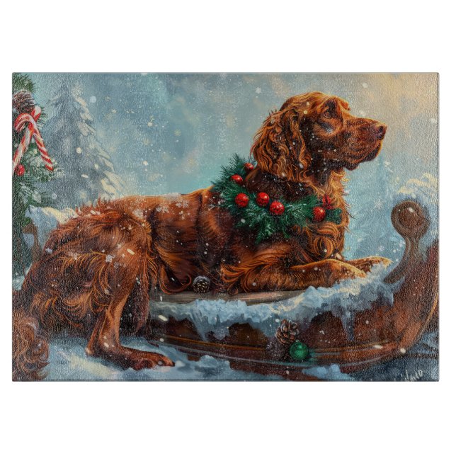 Irish Red Setter Dog Weihnachtsfest Schneidebrett (Vorderseite)