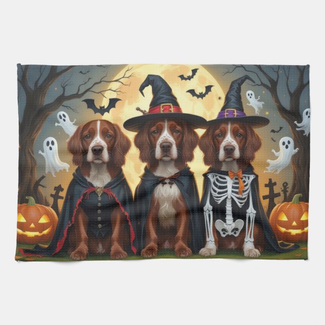 Irish Red Setter Dogs Pumpkin Halloween Funny Geschirrtuch (Horizontal)