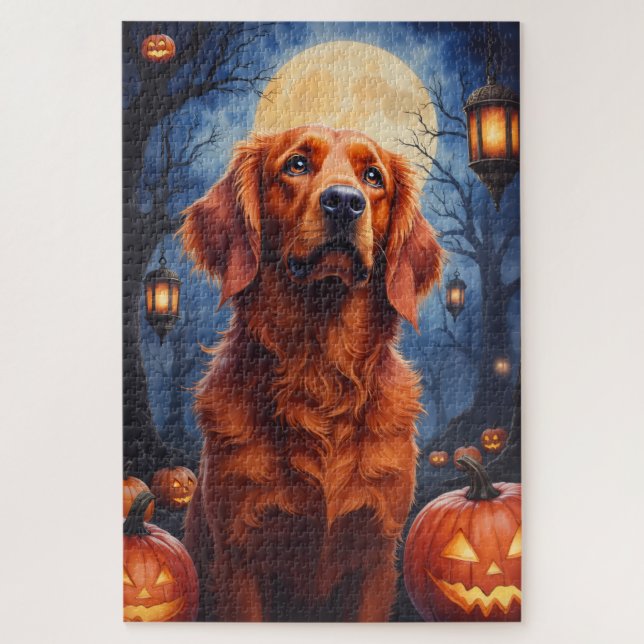 Irish Red Setter Gothic Halloween-Porträt Puzzle (Vertikal)